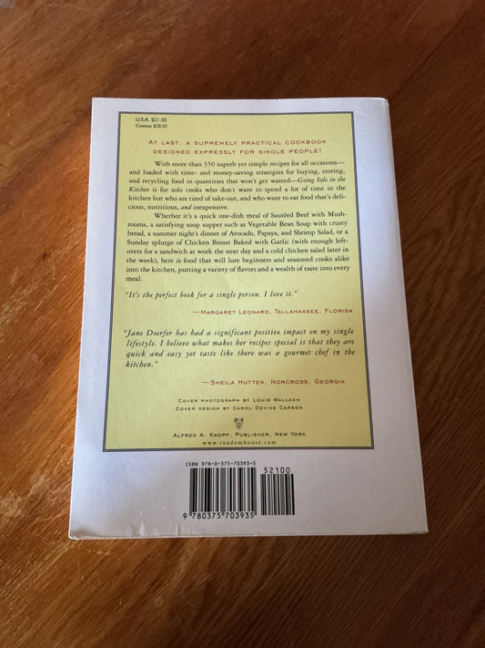 Going solo in the kitchen. Jane Doerfer. 2017.