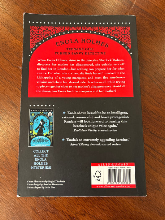 Case of the missing marquess: an Enola Holmes mystery. Nancy Springer. 2018.