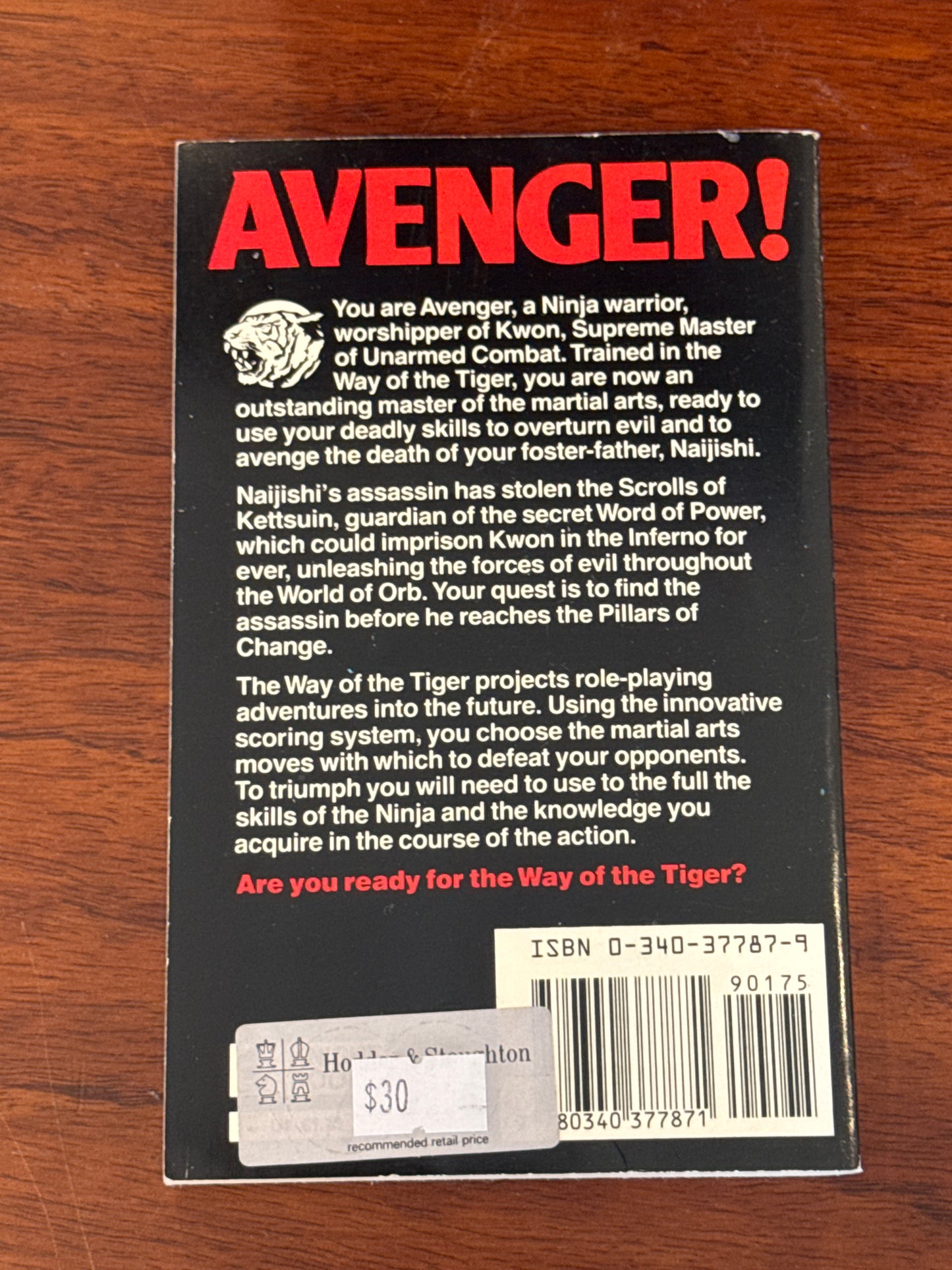 Way of the Tiger: Avenger! Mark Smith and Jamie Thomson. 1985.