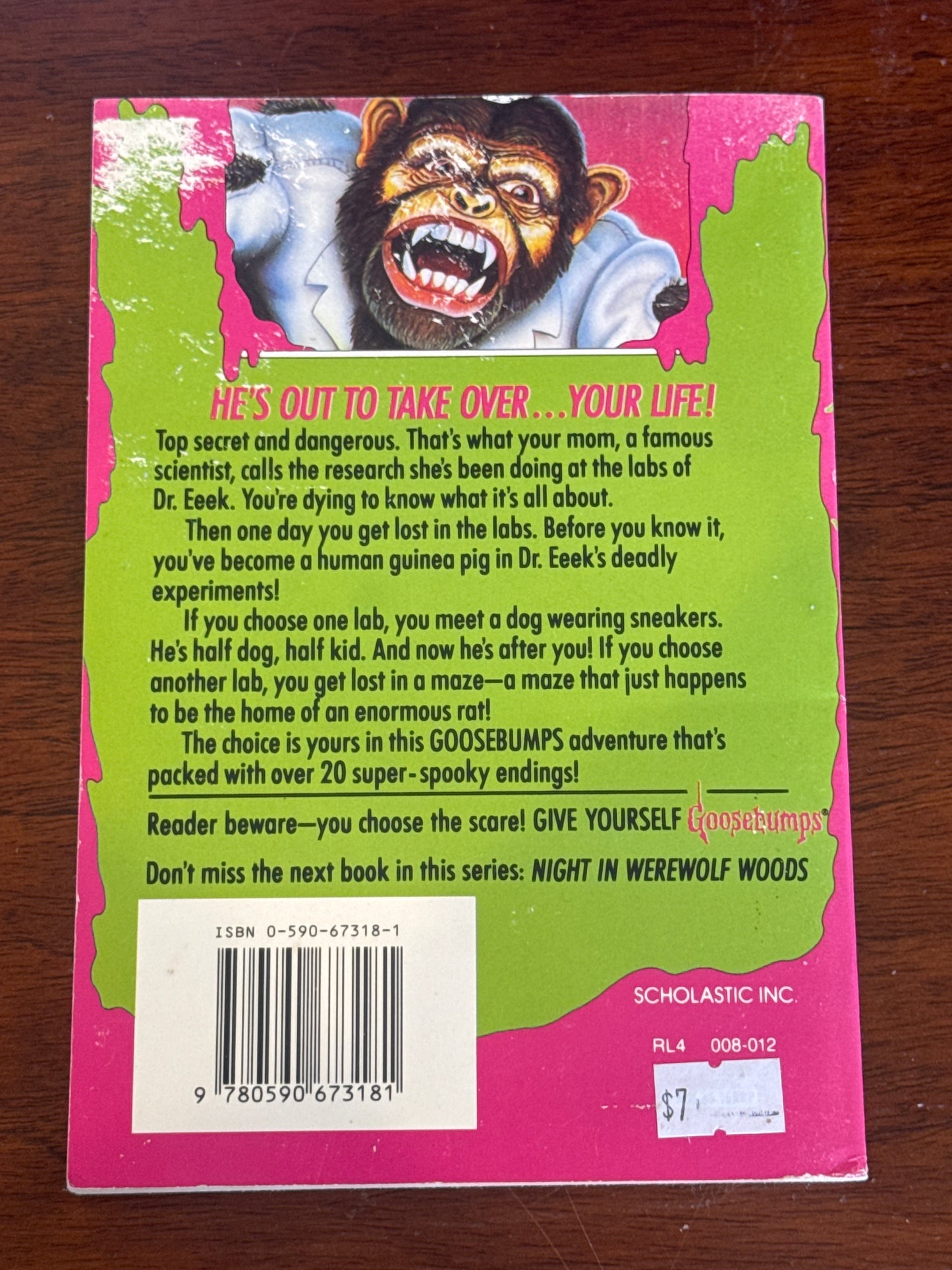 Goosebumps reader beware.. you choose the scare! #4 Deadly experiments of Dr. Eek. 1996.