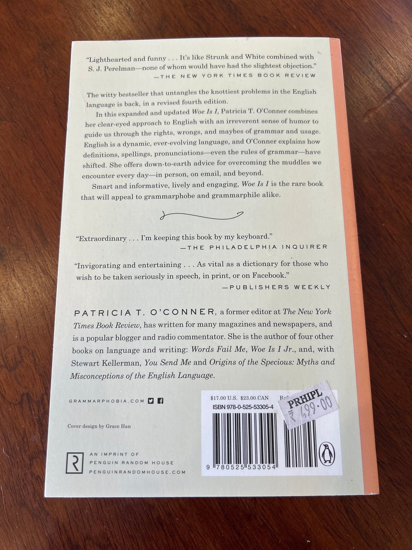 Woe is I: the grammarphobe’s guide to better english in plain english. Patricia T. O’Connor. 2019.