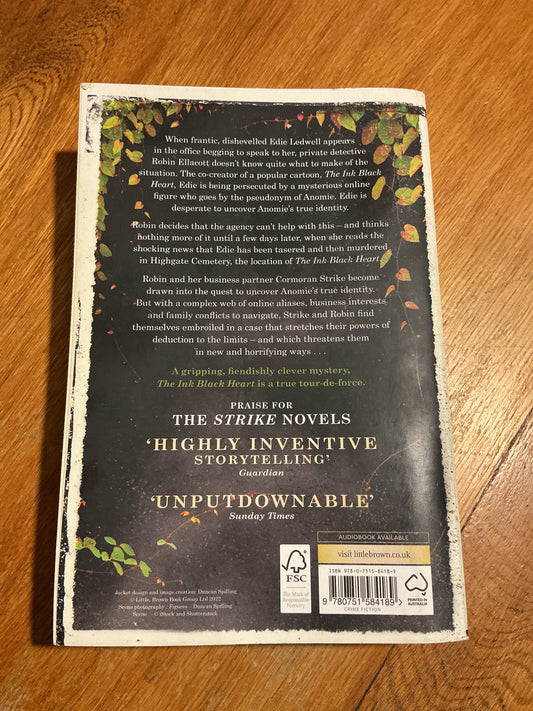 Ink black heart. Robert Galbraith. 2022.