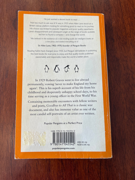 Goodbye to all that. Robert Graves. 2009.