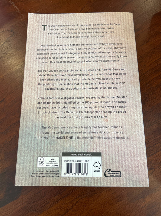 Looking for Madeleine. Anthony Summers & Robyn Swan. 2014.