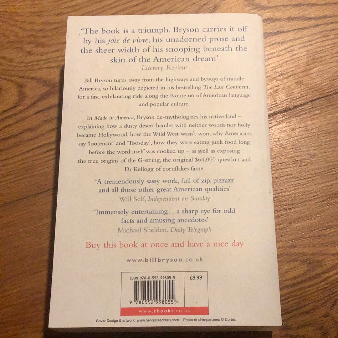 Made in America. Bill Bryson. 1998.