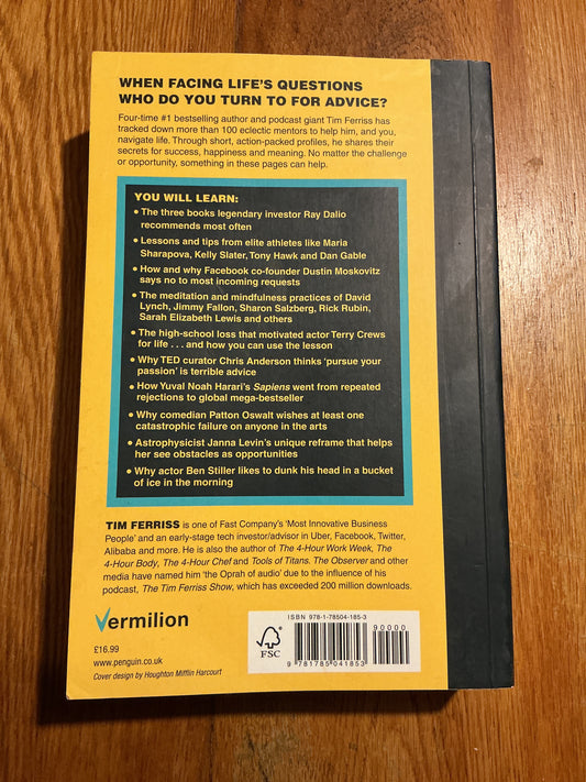 Tribe of mentors: short life advice from the best in the world. Timothy Ferriss. 2017.