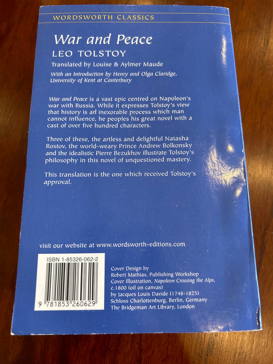 War and peace. Leo Tolstoy. 2001.