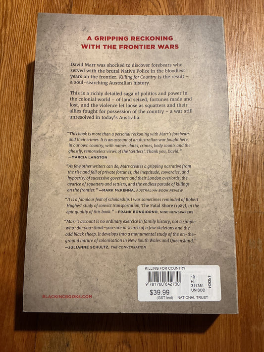 Killing for country: a family story. David Marr. 2023.