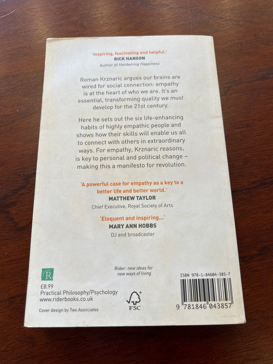 Empathy: why it matters, and how to get it. Roman Krznaric. 2015.