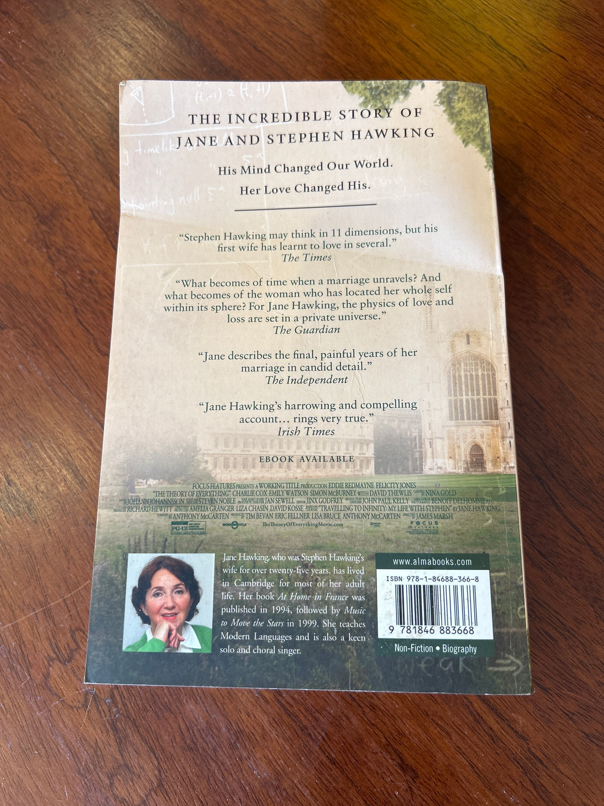 Travelling to infinity: my life with Stephen. Jane Hawking. 2014.