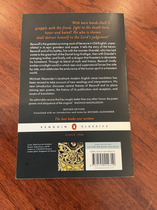 Beowulf: a verse translation. Michael Alexander. 2003.