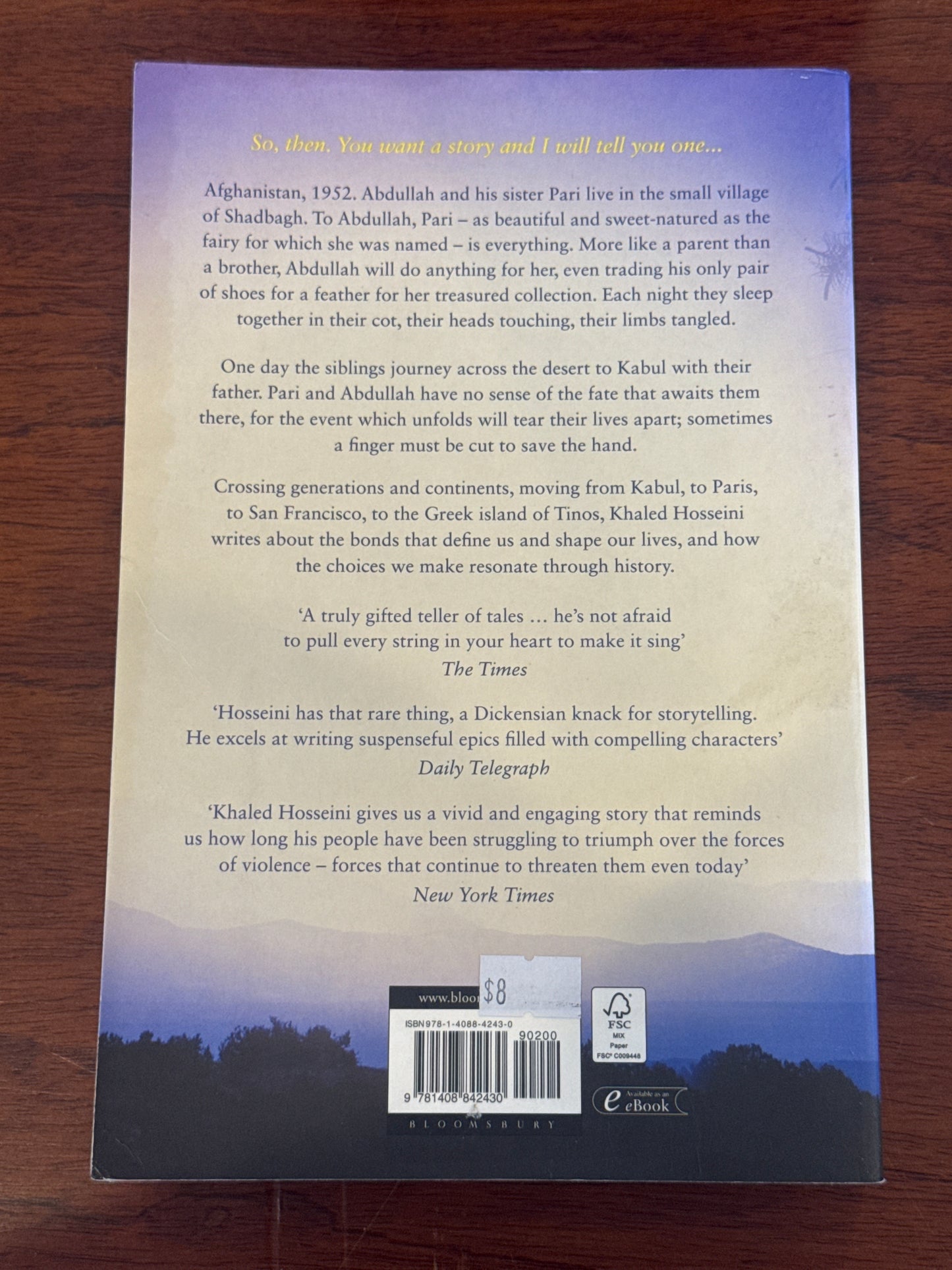 And the mountains echoed. Khaled Hosseini. 2013.