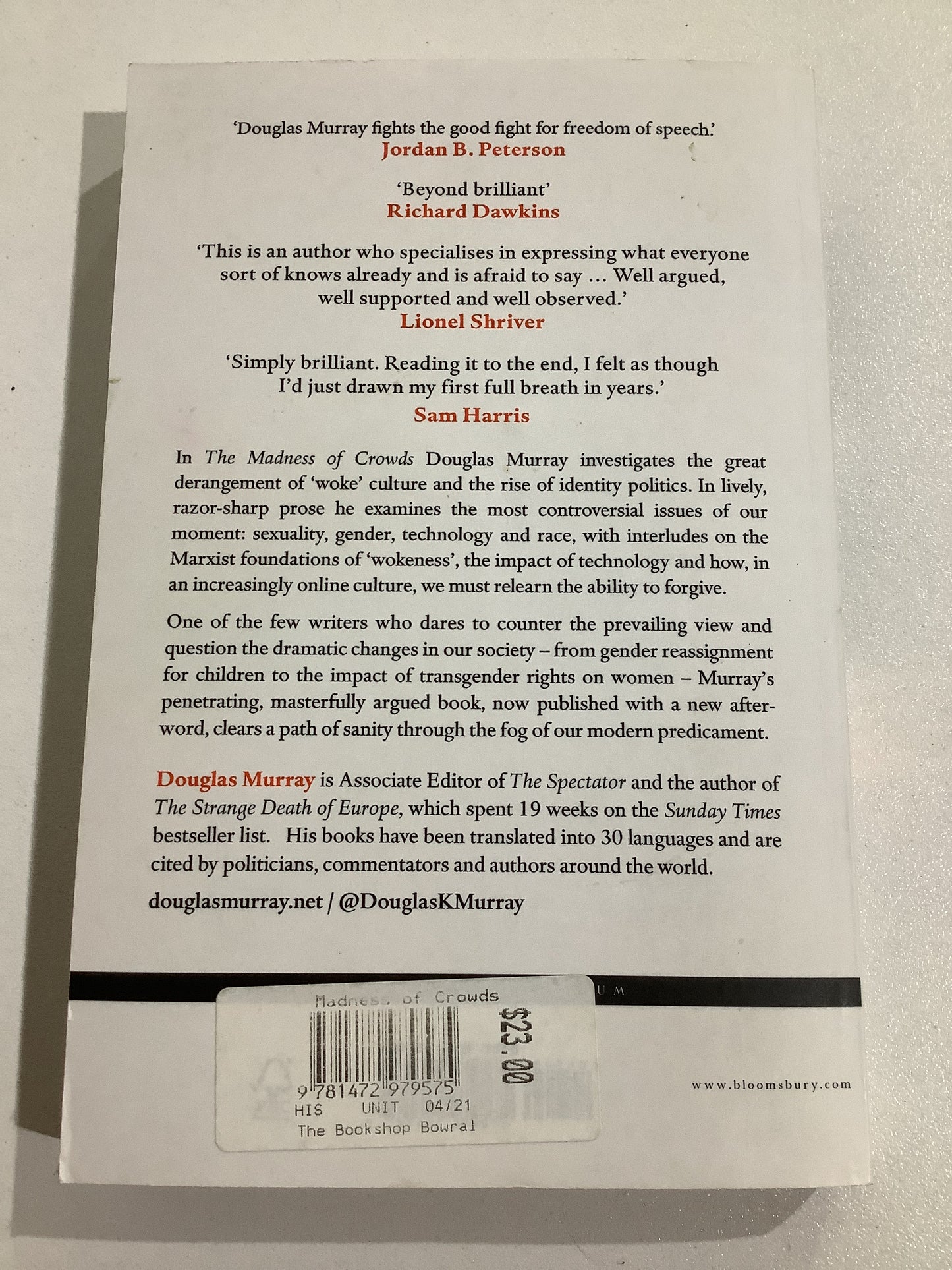 Madness of crowds: gender, race and identity. Douglas Murray. 2020.
