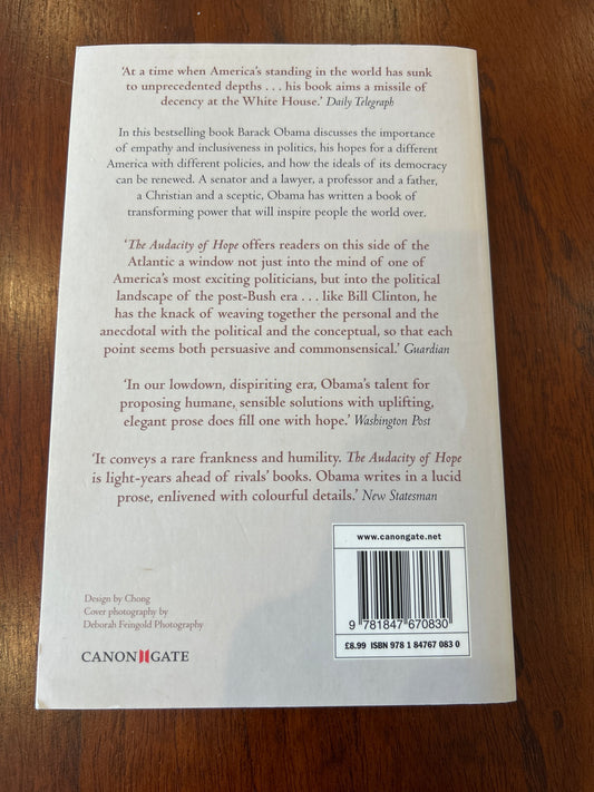 Audacity of hope. Barack Obama. 2008.