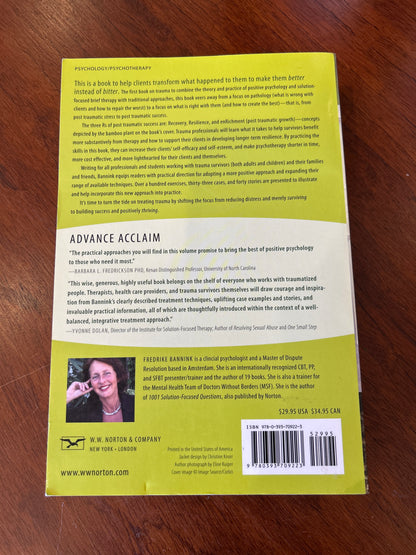 Post traumatic success: positive psychology & solution-focused strategies to help clients survive & thrive. Frederike Bannink. 2014.
