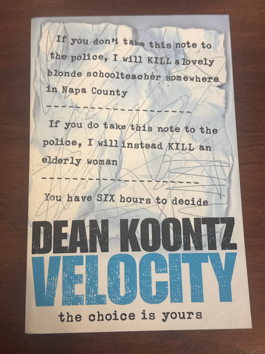 Velocity. Dean Koontz.