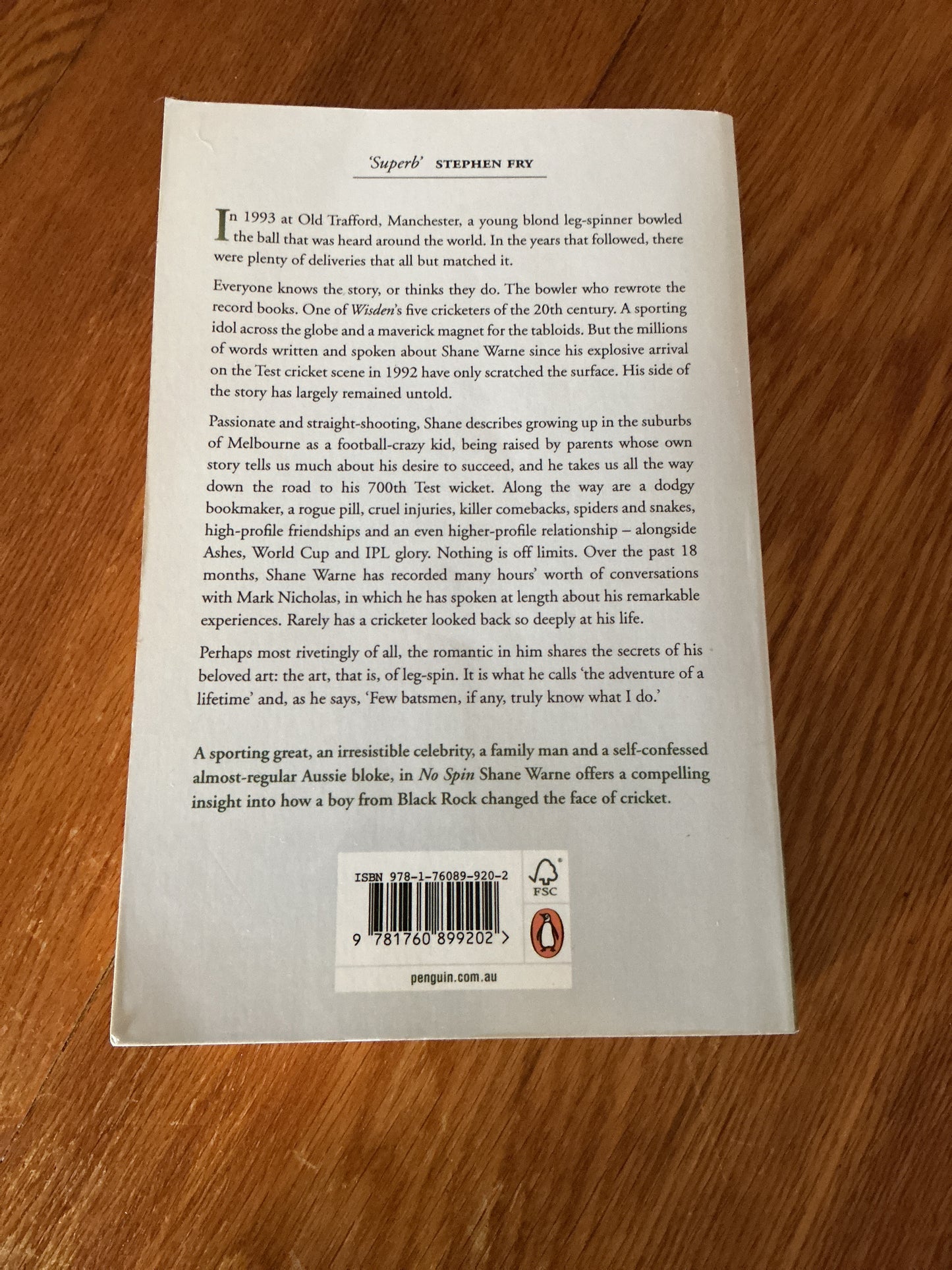 No spin. Shane Warne and Mark Nicholas. 2020.