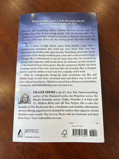 Hopeless. Colleen Hoover. 2013.