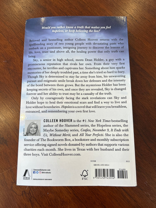Hopeless. Colleen Hoover. 2013.
