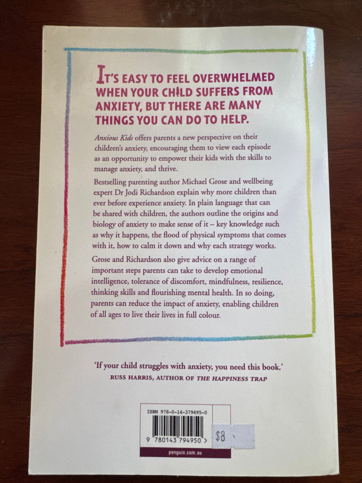 Anxious Kids How children can turn their anxiety into resilience. Michael Gross & Dr Jodi Richardson. 2019.