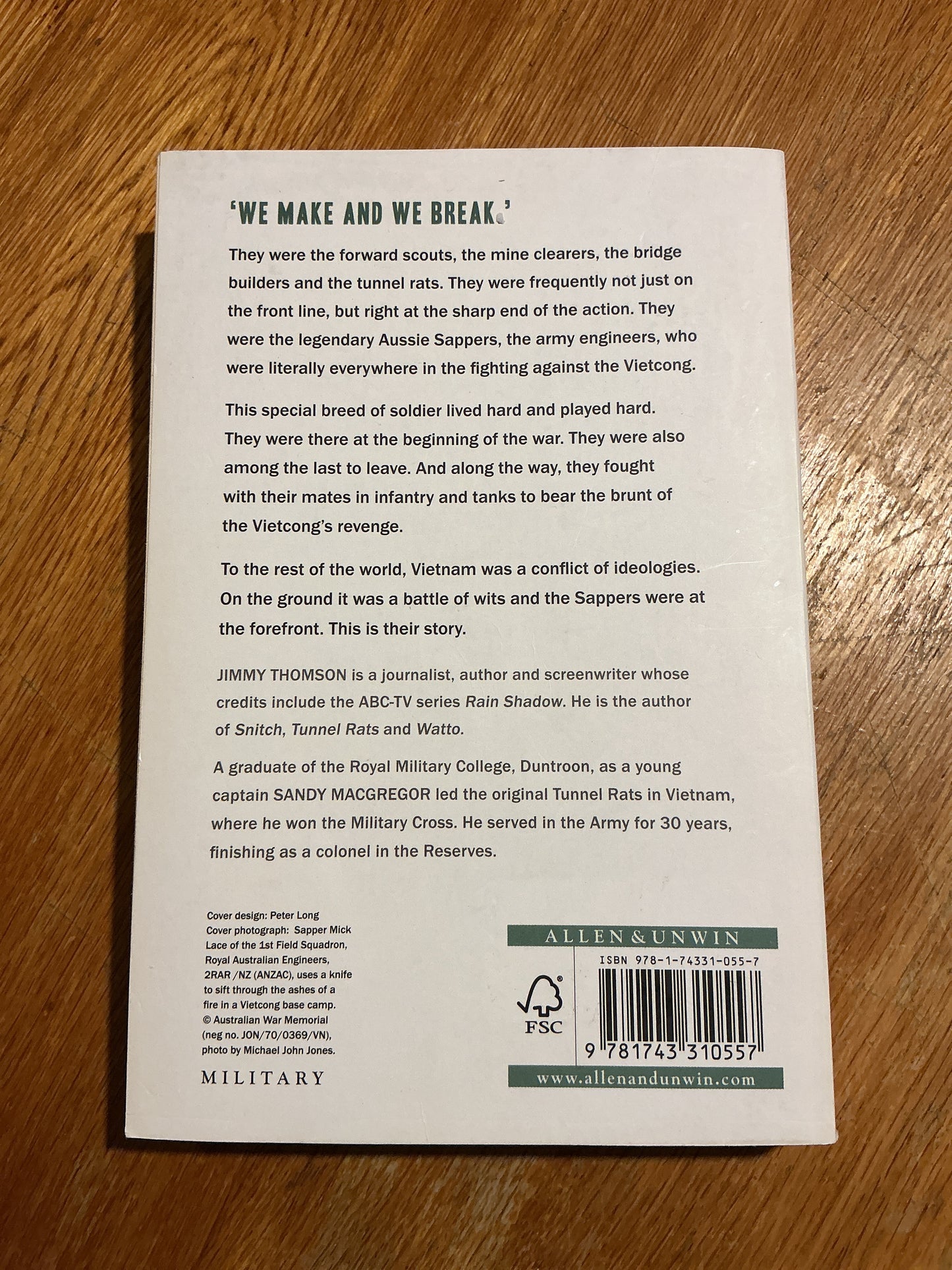 A Sappers’ war: how the legendary aussie tunnel rats fought the Vietcong. Jimmy Thomson and Sandy MacGregor. 2012.