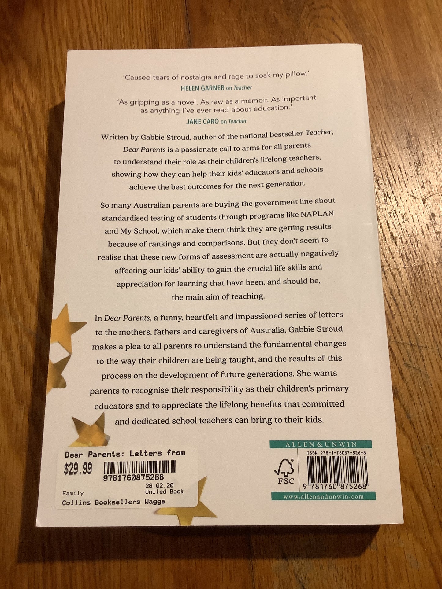 Dear Parents: letters from the Teacher - your children, their education and how you can help. Gabbie Stroud. 2020.