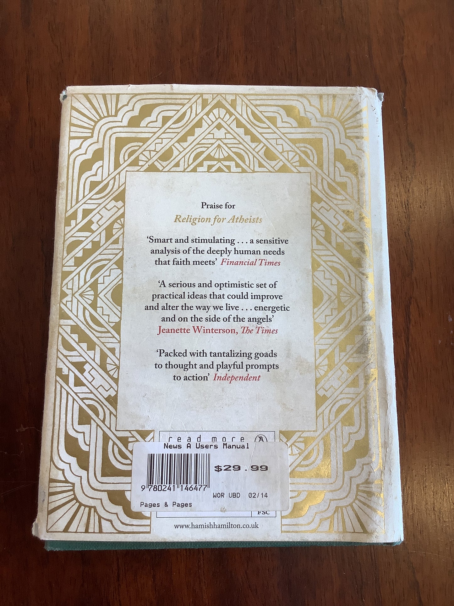 The News: a user’s manual. Alain De Botton. 2014.