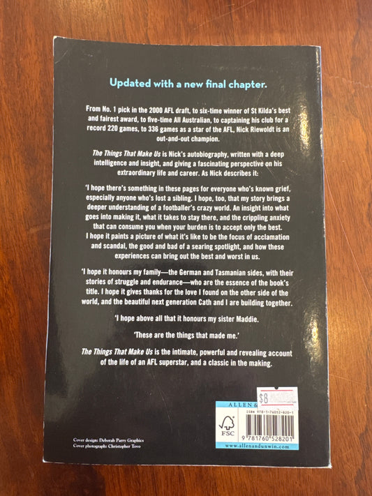 Things that make us: life, loss and football. Nick Riewoldt. 2018.