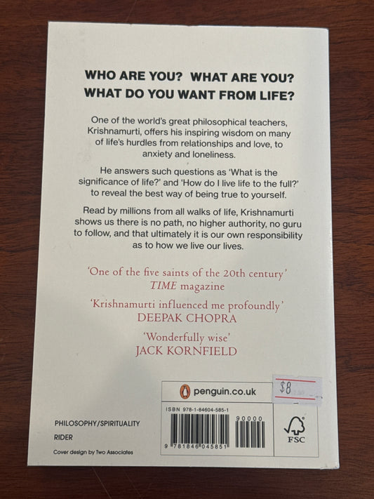 What are you doing with your life? J. Krishnamurti. 2018.