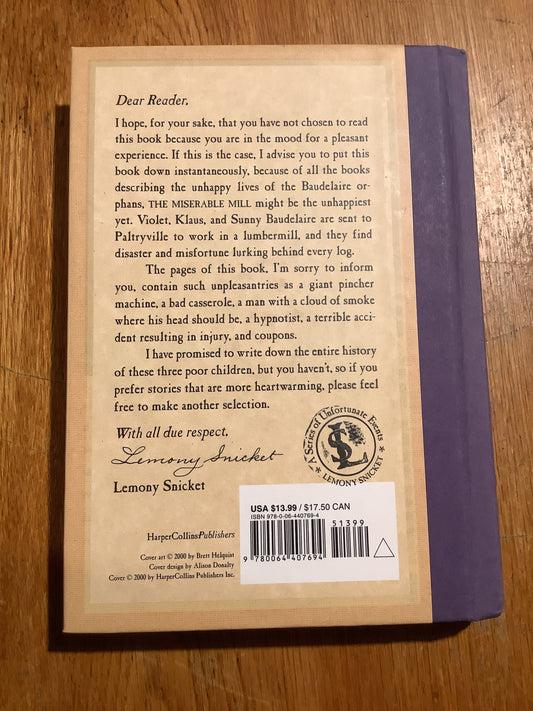 Miserable mill. Lemony Snicket. 2000