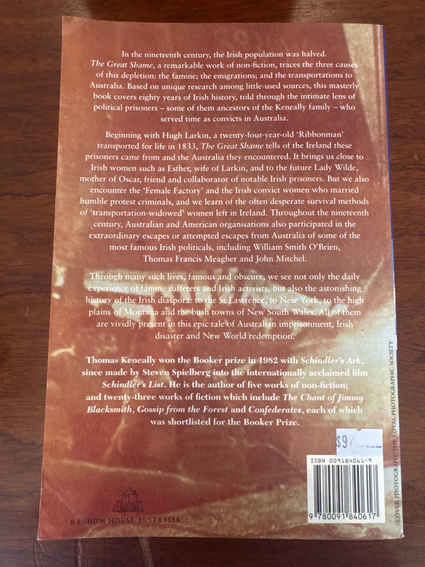 Great shame: a story of the Irish in the old world and the new. Thomas Keneally. 1999.