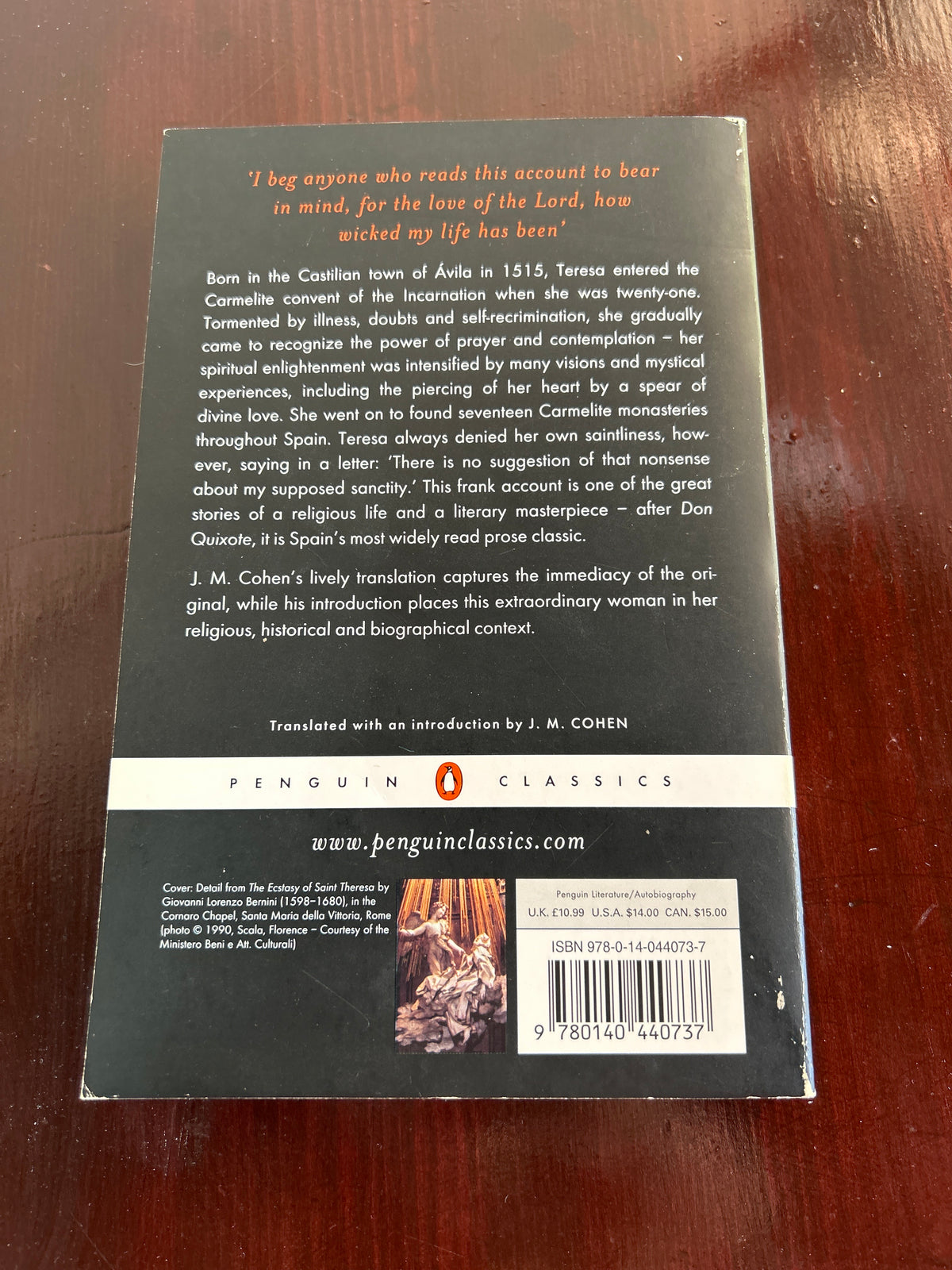 Life of Saint Teresa of Ávila by Herself. Translated by J.M. Cohen. 1957.