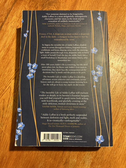 The Invisible life of Addie LaRue. V. E. Schwab. 2020.