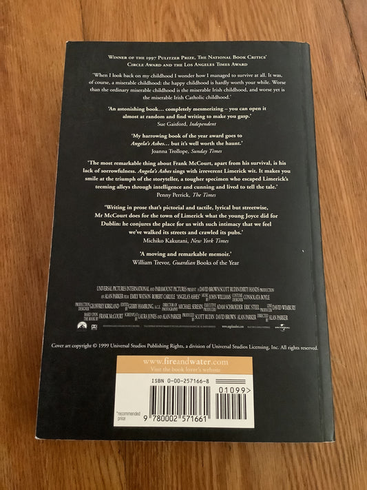 Angela's ashes. Frank McCourt. 1999.