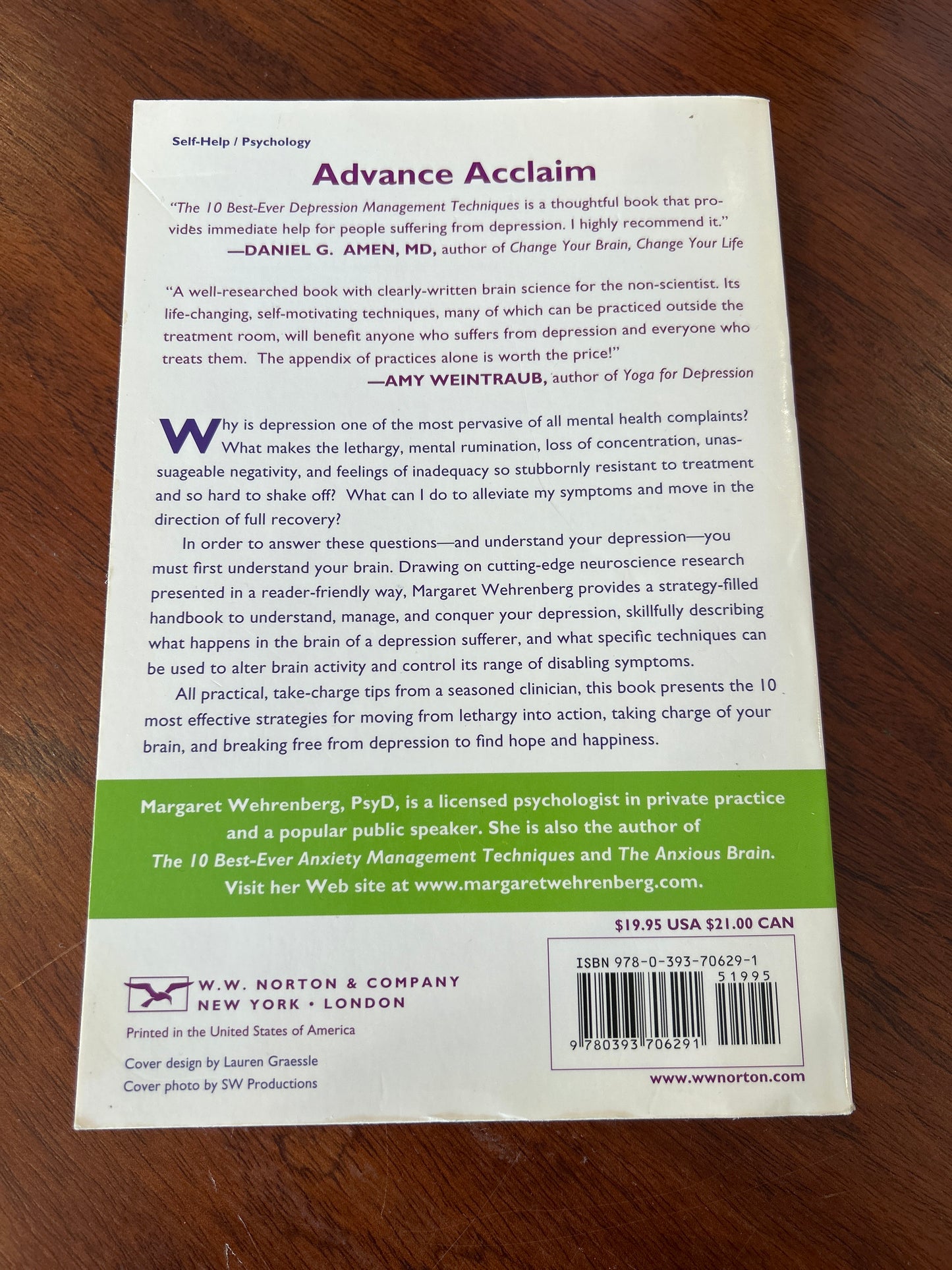 10 best-ever depression management techniques. Margaret Wehrenberg. 2010.