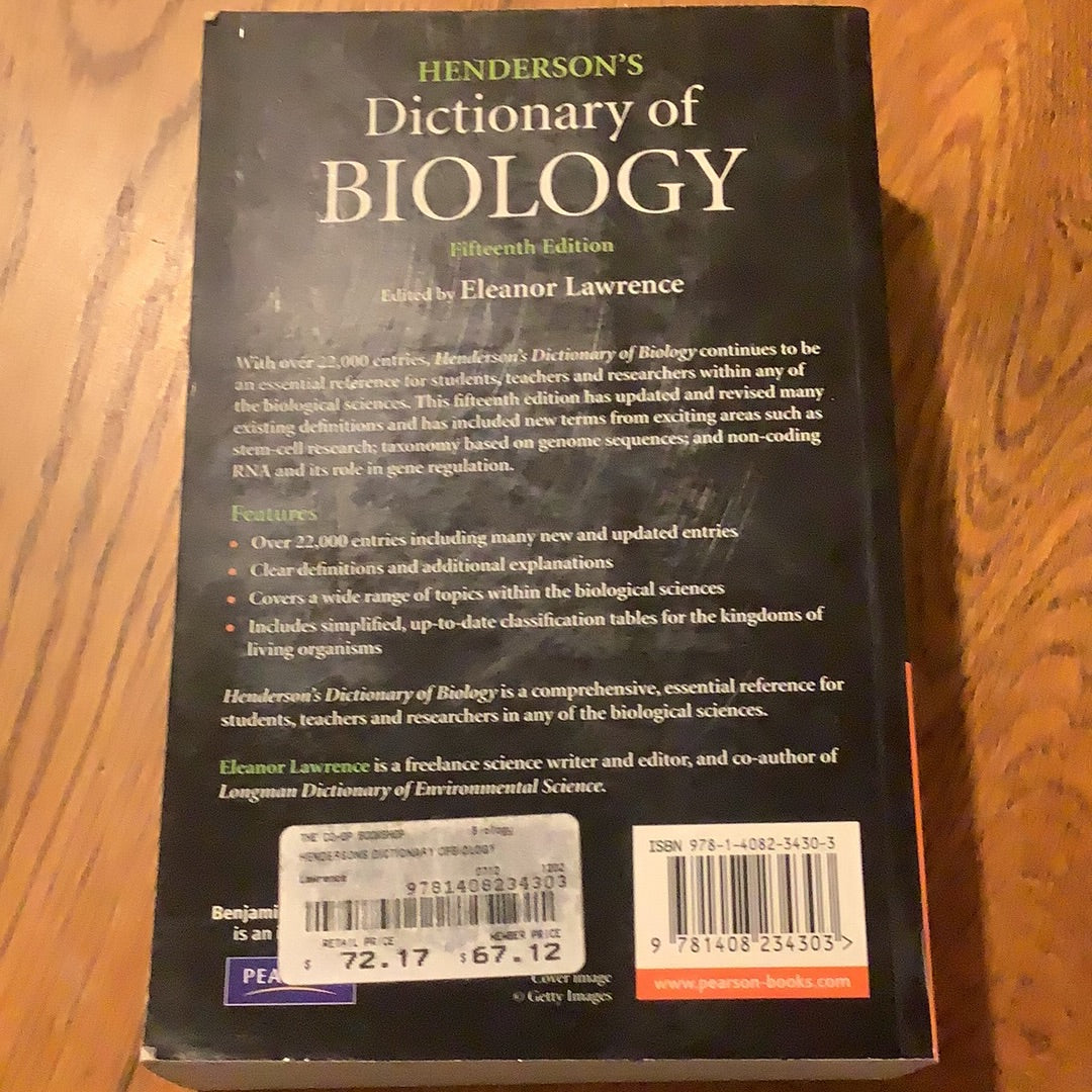 Henderson’s dictionary of biology. Eleanor Lawrence. 2011.